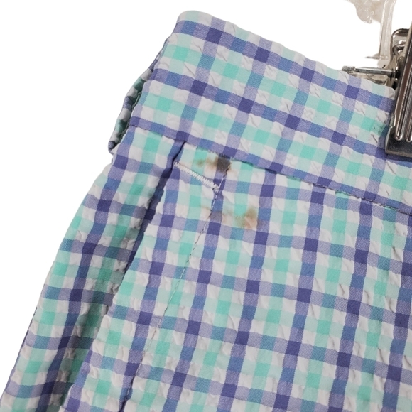 Peter Millar Shorts Mens 36 Seersucker Featherweight Purple White Plaid (37x8.5) - Picture 3 of 14